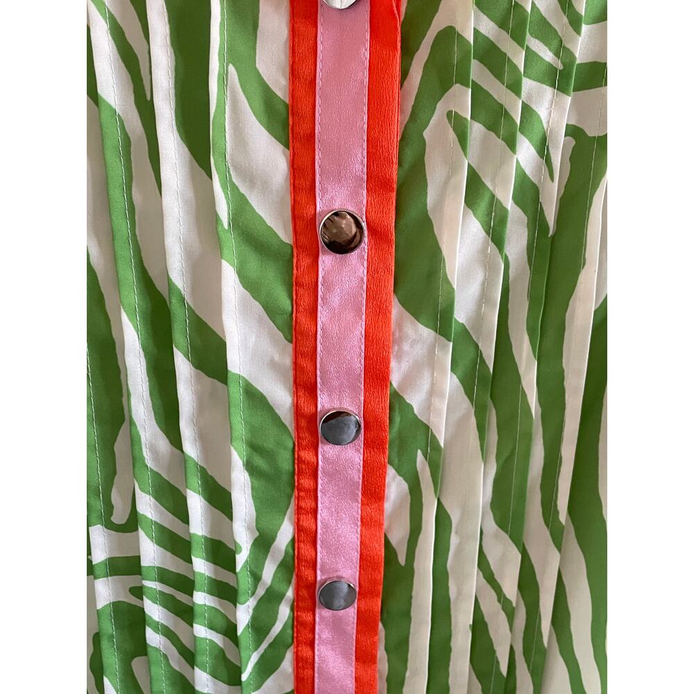Thml Green Zebra Print Sleeveless Button Front Ru… - image 3